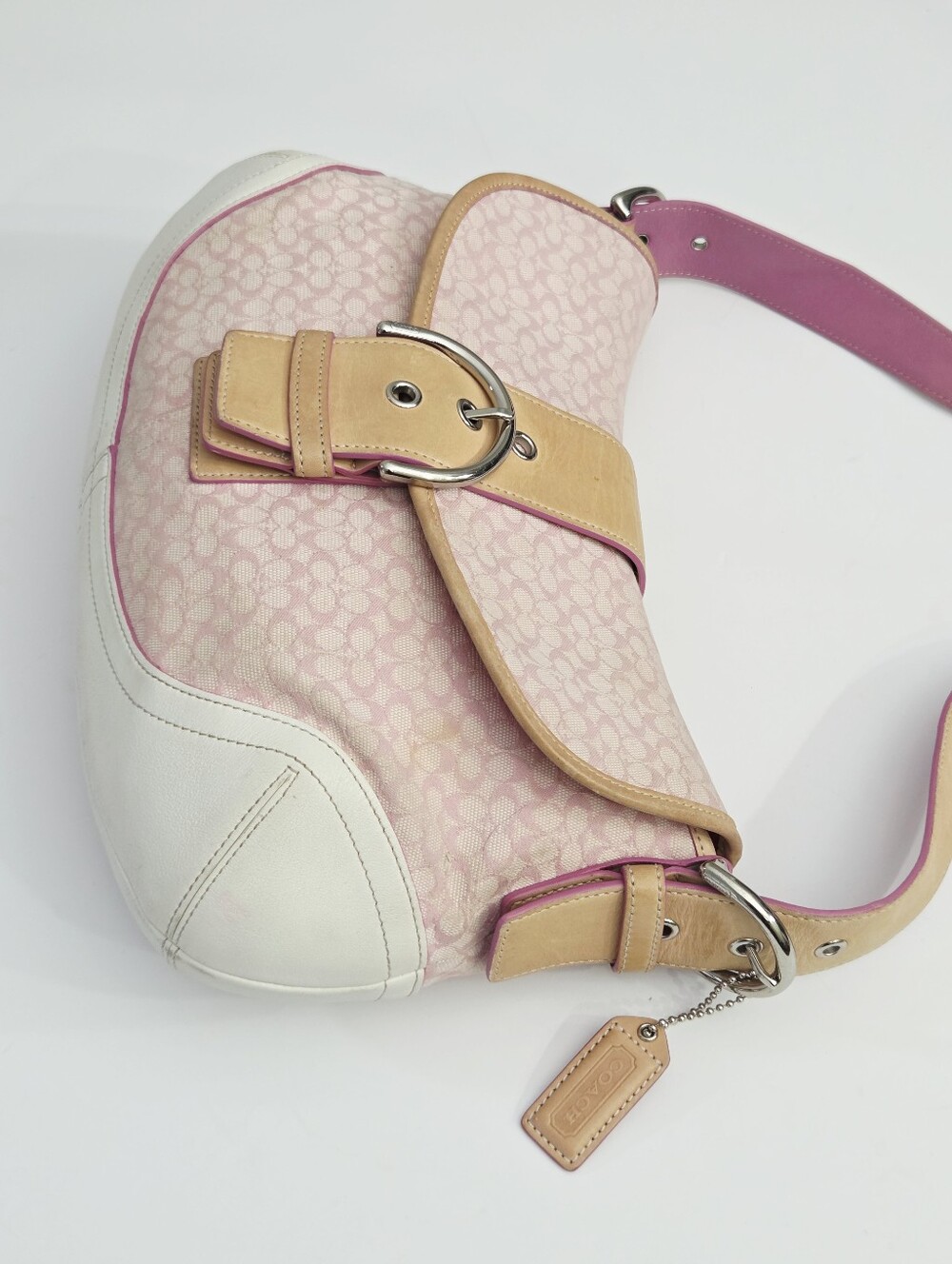 VINTAGE Y2K COACH MINI SIGNATURE SOHO BUCKLE FLAP SHOULDER BAG 6808 - Picture 3 of 14